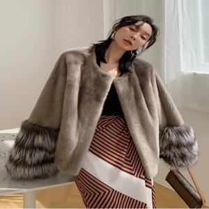 HDHOHR 여성용 천연 밍크 모피 코트, 따뜻한 짧은 여우 모피 겉옷, 겨울 재킷, 패션 필수, 100% 진짜 밍크 모피 코트, 2025 신상