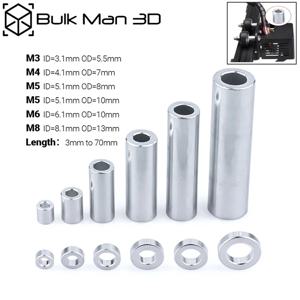 10-100 개/몫 M3 M4 M5 M6 M8 알루미늄 원형 스페이서 플랫 와셔 부싱 가스켓 슬리브 나사없는 스탠드 오프