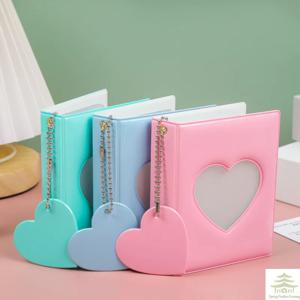1개 3인치 포토카드 홀더 하트 러브 속이 빈 포토앨범 32포켓 카드 바인더 미니 아이돌 사진 보관 케이스