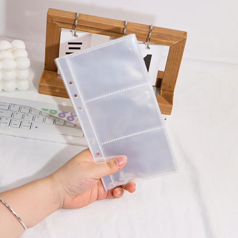 A6 투명 파일 홀더 노트북 6 홀 루스 리프 DIY 문서 가방 바인더 링 PVC 스토리지 바인딩