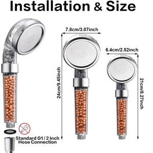 안티 석회질 필터링 된 샤워 헤드 ABS 고압 물 절약 욕실 용 필터 비즈가있는 휴대용 클리어 샤워 헤드