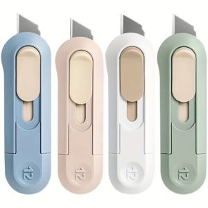 KHINSUN 휴대용 종이 커터 미니 커팅 나이프 4색상 봉투 박스 오프너 휴대용 커터 나이프 문구류