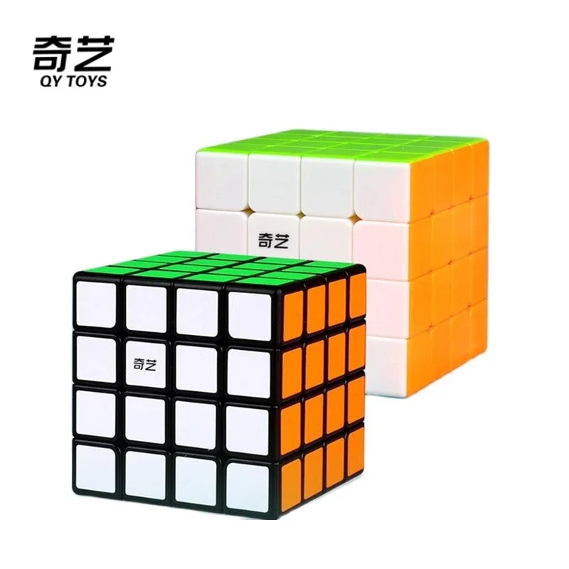 [Picube] QiYi QiYuan 4x4 스티커리스 블랙 4x4x4 매직 큐브 스피드 퍼즐 QiYuan S2 Racing Cubo Magico 교육 완구 선물