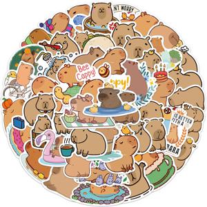 50PCS 귀여운 Capybara 동물 스티커 자동차 오토바이 여행 수하물 전화 기타 노트북 만화 헬멧 데칼 아이 선물 완구