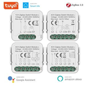Tuya 스마트 ZigBee 스위치 모듈 중성선 필요 없음 스마트 홈 DIY 라이트 차단기는 Alexa Google 홈과 함께 작동합니다.