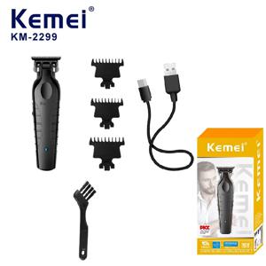 Kemei KM2299 전문 헤어 클리퍼 0mm 제로 갭 조각 클리퍼 남성용 무선 헤어 트리머 전기 헤어 커팅 머신