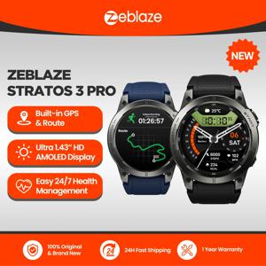 새로운 Zeblaze Stratos 3 PRO GPS 스마트 시계 1.43인치 HD AMOLED 디스플레이 내장 GPS 블루투스 전화 통화 남성용 스포츠 스마트워치