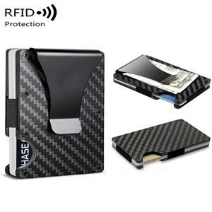 미니멀리스트 탄소 섬유 RFID 홀더 초박형 미니 ID 신용 카드 홀더 알루미늄 합금 남성용 및 여성용 지갑
