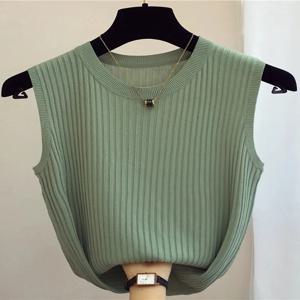 Zjais 여름 봄 탱크 탑 여성 민소매 니트 티셔츠 여성 탄성 슬림 캐주얼 조끼 자르기 탑 Camis 풀오버 셔츠