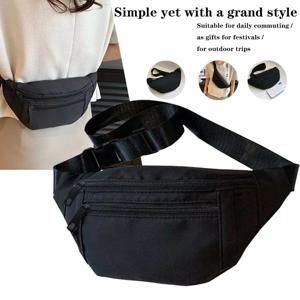 실용적인 다용도 블랙 허리 가방 멀티 포켓 디자인 조절 가능한 스트랩 일상 사용을 위한 경량 캐주얼 가방