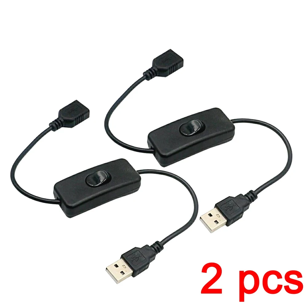스위치 ON/OFF 기능이 있는 USB 2.0 A 타입 연장 케이블 2개 (LED 램프, 팬, 책상 조명, 헤드셋용)