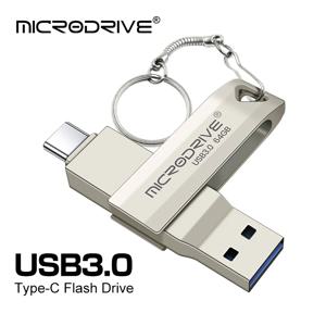 2 in 1 OTG USB-C 플래시 펜 드라이브 금속 메모리 스틱 Usb 3.0 플래시 디스크 64GB 128GB 256G USB3.0 듀얼 C Pendrive