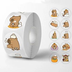 500pcs/Roll 귀여운 Capybara 스티커 방수 낙서 미적 장식 수하물 노트북 컵 전화 일기 책 어린이 스티커 장난감