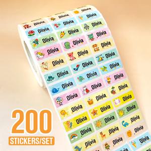 방수 태그 자기 접착 아기 이름 스티커 어린이를위한 맞춤형 유치원 히브리어 라벨 학교 문구