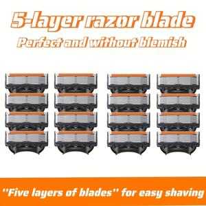 16/12/8/4Pcs 5 레이어 남성용 면도기, 스테인레스 스틸 면도기, 클래식 수동 면도기 세척 가능 및 교체 가능 블레이드 고품질