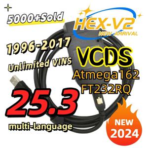 2025 VCDS VAGCOM 인터페이스 VCDSCAN HEX V2 업데이트 25.3 (폭스바겐, 아우디, 스코다, 세아트용) 다국어 지원 자동차 진단 도구