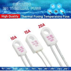세라믹 RH 10A 15A 20A 250V 열 차단 퓨즈 TF 95C 115C 125C 130C 135C 150C 180C 185C 200C 230C 250C 온도 융합 퓨즈