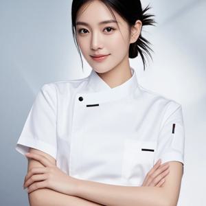 우아한 요리사 재킷 여성 짧은 소매 주방 의류 여성 여름 요리 유니폼 셔츠 통기성