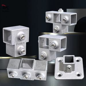 1Pcs 사각형 튜브 연결 조각 알루미늄 합금 팔꿈치 3 방향 사각형 파이프 고정 조인트 스토리지 랙 랙