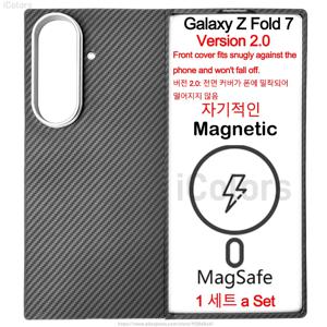 삼성 갤럭시 Z 폴드 7 W26용 마그네틱 맥세이프 케이스 아라미드 카본 파이버 커버 초박형 경량 아머 보호 커버
