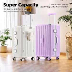 대용량 두꺼운 알루미늄 프레임 여행 가방, 26인치 내구성 있는 범용 휠 비밀번호 여행용 캐리어, 24인치 학생용