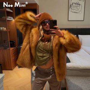 네오 민트 독점 겨울 2025 브랜드 패션 인조 모피 재킷 코트 여성 가을 아우터웨어 아이코닉 블로거 빈티지 폭스 퍼 오버코트