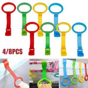 4/8개 아기 침대 손잡이 놀이용 링 유모차 링 아기 서기 연습 손잡이 링 걸이형 링 아기 침대 유아용 손잡이 링