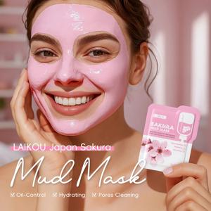 라이코우 사쿠라 머드 페이셜 마스크 타블렛 클렌징 모공 딥 모이스춰라이징 모공 축소 블랙헤드 여드름 스킨 케어 제품 5/10개