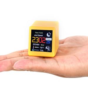 소형 휴대용 스마트 와이파이 기상 관측소 디스플레이, 날씨 온도 습도 시간 알람 시계, 데스크탑 장식