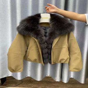 OFTBUY 퍼 재킷 따뜻한 화이트 구스 다운 코트 여성 방수 가을 겨울 깃털 리얼 폭스 퍼 칼라 여성용 패딩 재킷