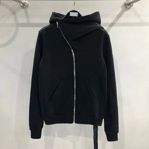 가을 지퍼 디자인 블랙 후드티 남성 여성 스포츠웨어 재킷 아메리칸 록 힙합 스트리트웨어 신축성 니트 코트