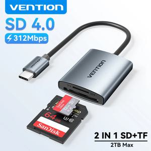 Vention SD 4.0 카드 리더기 312Mbps USB 3.0 타입 C에서 SD 마이크로 TF OTG 메모리 카드 어댑터 아이폰 17 맥북 노트북 PC 삼성용