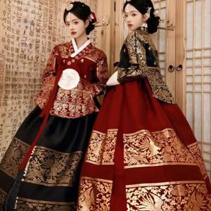 궁정 스타일 한복 여성용 한국 전통 의상 핫 실버 및 골드 도금 연지 여행 웨딩 촬영 드레스 고급형