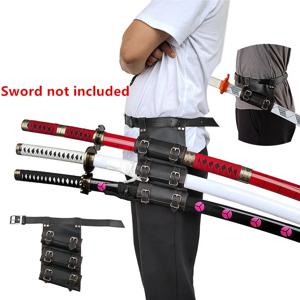애니메이션 악마 코스프레 1/2/3단 세트 카타나 벨트 검 홀스터 허리 홀더 나이프 실제 크기 일본 사무라이 장식