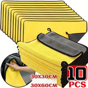 이중층 세척 천 마이크로파이버 자동차 청소 타월 30X60cm 1/2/3/6/10개 부드럽고 빠르게 건조되는 창문 거울 닦는 천