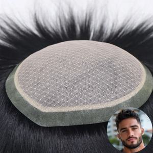 남성용 실크 베이스 부분 가발, PU 테두리, 천연 인모, 사실적인 남성 가발, 남성용 헤어피스, 자연스러운 모발 보형물