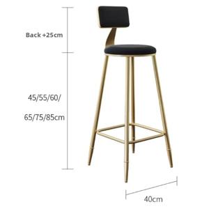 주방 아일랜드 및 홈 바용 시트 의자, 모던 벨벳 커버 바 스툴, 골드 메탈 프레임, 스타일리쉬 하이 스타일 바 스툴