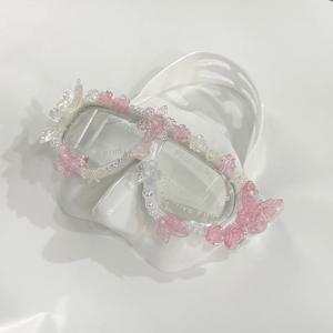 프리 다이빙 데칼 페이스 마스크 인어 물놀이 공연 마스크 김서림 방지 근시용 실리콘 수제 마스크 나비