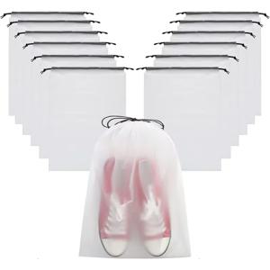 12/10개 투명한 프로스트 드로스트링 백 여행용 방수 메이크업 파우치 신발 옷 휴대용 속옷 정리 파우치