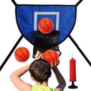 접이식 트램폴린 농구 골대 키트 안전 다목적 농구 훈련 펌프와 공 포함 재미있는 미니 농구 골대
