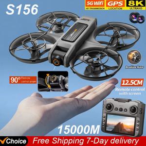 새로운 S156 쿼드콥터 항공기 드론 8K 전문가용 카메라 드론 5G WIFI FPV 4.5인치 대형 화면 리모컨 RC 드론 남자아이 장난감