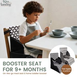 휴대용 접이식 부스터 시트, 여행용, 간편 세척 쿠션, 안전 스트랩 포함, 외식 및 방문 시 사용 가능