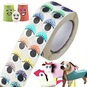 2000개 홀로그램 눈 스티커 롤 – DIY 공예, 선물 포장용 자가 접착 속눈썹 디자인 라벨.