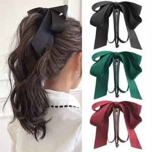 리본 태슬 헤어 클립, 고급 새틴, Y2K 스타일, 헤어스타일 장식 및 포니테일 액세서리, 발렌타인데이 선물