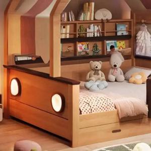 캐노피 일반형 어린이 침대 안전 유럽식 수납형 모던 스타일 여자아이 침대 공주형 싱글 맞춤형 어린이용 가구