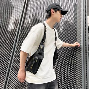 레트로 스팀펑크 숄더 하네스 백 빈티지 PU 가죽 빈티지 언더암 백 실용적인 조끼 가방 휴대폰 지갑