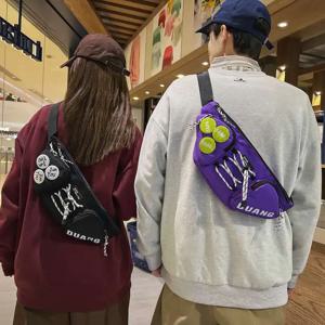 타이드 브랜드 남성용 심플 체스트백 숄더 웨이스트백 나일론 원단 퓨어 컬러 스티치 라인 여름 컬렉션 브랜드 등록 없음