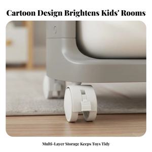 다층형 장난감 수납 카트 바퀴 달린 만화 캐릭터 수납 트롤리 이동식 장난감 정리함 분리형 수납함 (플레이룸, 유치원용)