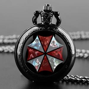 블랙 레지던트 이블 스테인레스 스틸 영화 글래스 돔 쿼츠 포켓 워치 목걸이 여성용 주얼리 펜던트 체인 어린이용