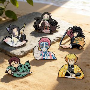 6pcs 악마 슬레이어 Kimetsu No Yaiba 만화 브로치 애니메이션 캐릭터 배낭 액세서리 학교 가방 용품
